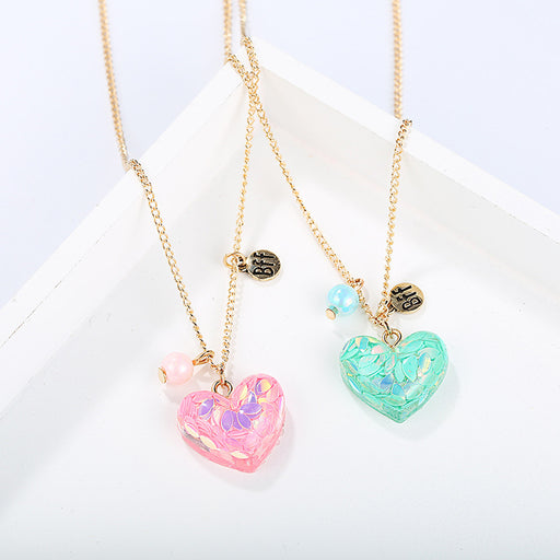 Jewelry WholesaleWholesale BFF Letter Simple Cute Peach Heart Shaped Children's Necklace MOQ≥3 JDC-NE-shenX003 Necklaces 晟玺 %variant_option1% %variant_option2% %variant_option3%  Factory Price JoyasDeChina Joyas De China