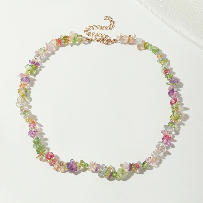 Wholesale alloy ins wind irregular colorful transparent gravel necklace JDC-NE-E325