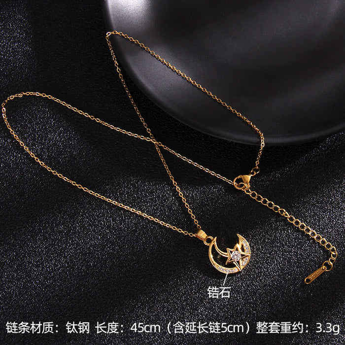 Jewelry WholesaleWholesale Octagon Gold Plated Zircon Titanium Steel Dreamcatcher Necklace JDC-NE-RongS008 Necklaces 荣硕 %variant_option1% %variant_option2% %variant_option3%  Factory Price JoyasDeChina Joyas De China