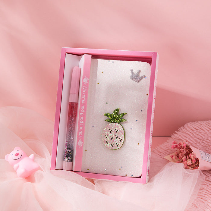 Wholesale Notebook Paper Cute Glitter Ballpoint Pen Gift Set MOQ≥2 JDC-NK-Qiniu009