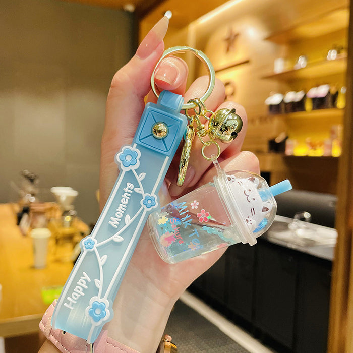 Jewelry WholesaleWholesale Cartoon Acrylic Floating Cherry Blossom Cat Milk Tea Cup Keychain JDC-KC-ManM019 Keychains 曼妙 %variant_option1% %variant_option2% %variant_option3%  Factory Price JoyasDeChina Joyas De China