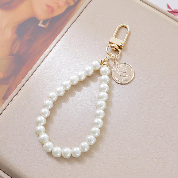 Jewelry WholesaleWholesale Vintage Metal Small Gift Letter Pearl KeyChain JDC-KC-Yaoyun013 Keychains 瑶韵 %variant_option1% %variant_option2% %variant_option3%  Factory Price JoyasDeChina Joyas De China