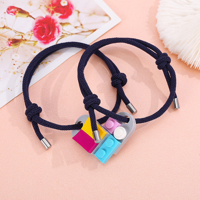 Wholesale Milanese Rope Building Blocks Assembled Love Couple Bracelet JDC-BT-ZiR013