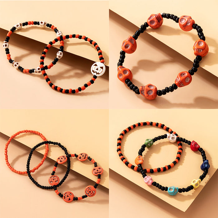 Wholesale Earring Alloy Halloween Skull Color Rice Bead Bracelet Earrings JDC-ES-MOM018