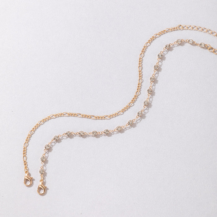 Wholesale diamond-encrusted double-layer anklet simple chain multi-layer JDC-AS-C137