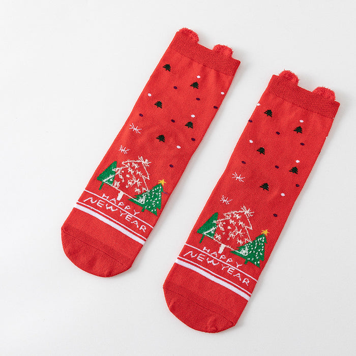 Wholesale Socks Cotton Christmas Stereo Ear Socks MOQ≥3 JDC-SK-BingTao001