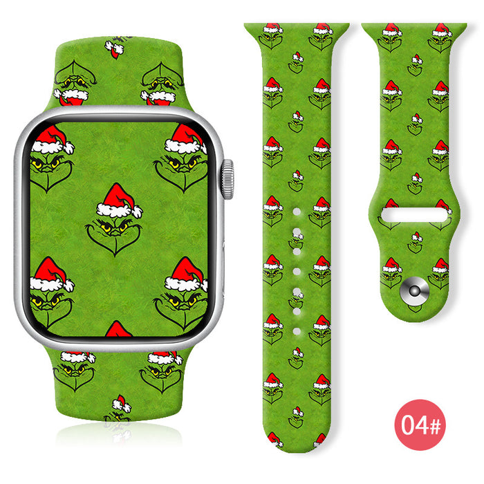 Wholesale Cartoon Christmas Silicone Strap Suitable for Apple Watch Strap JDC-WD-NuoQi004