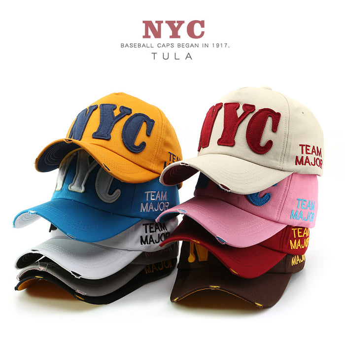 Wholesale hat letter embroidery washed distressed frayed baseball cap JDC-FH-TLa006