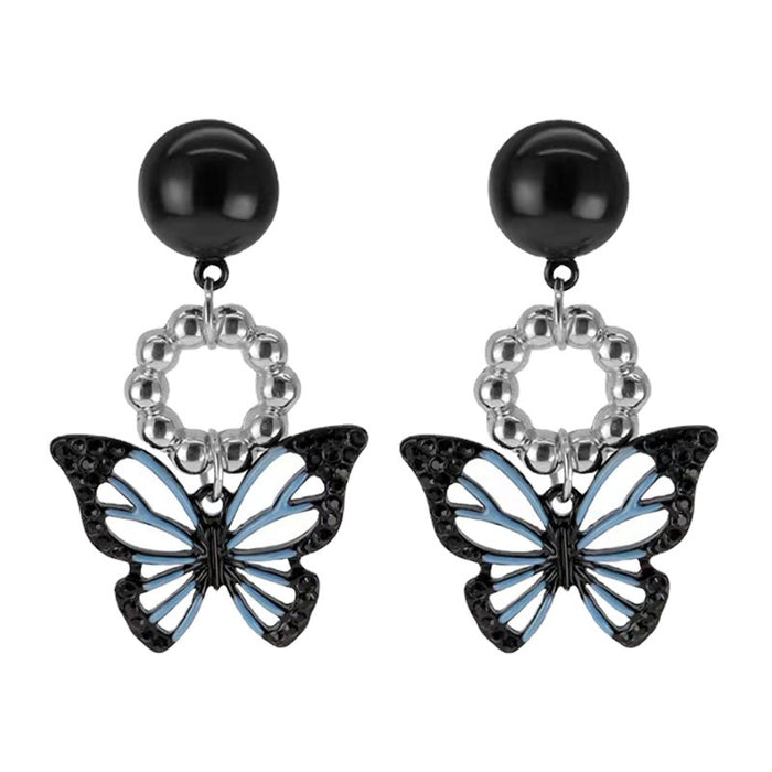 Wholesale Black Butterfly Alloy Earrings JDC-ES-HZQ011