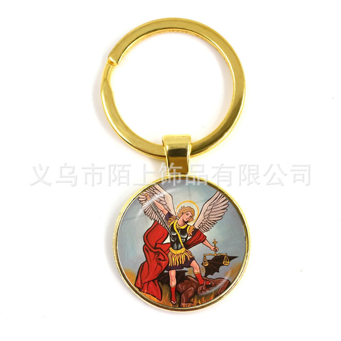 Wholesale St.Michael Russian Orthodox Time Gemstone Zinc Alloy Keychain JDC-KC-MoS001