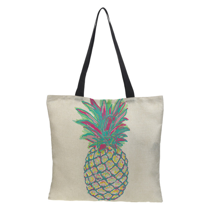 Wholesale Pineapple Cotton Linen Bag Ladies Handbag Shopping Bag Double Sided JDC-SD-QTu009