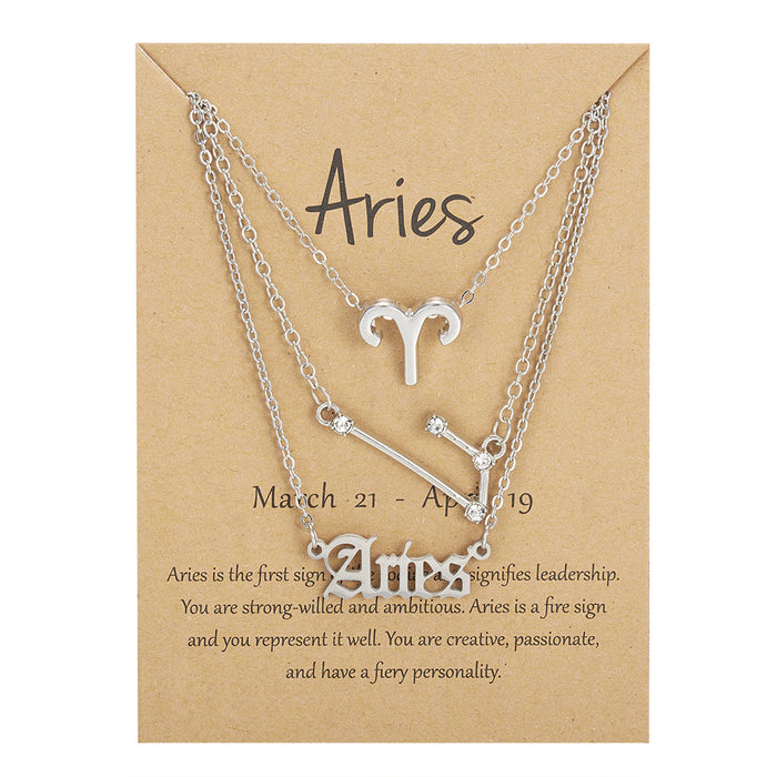 Jewelry WholesaleWholesale zodiac sign paper card necklace three-pack JDC-NE-YinH021 Necklaces 颖皓 %variant_option1% %variant_option2% %variant_option3%  Factory Price JoyasDeChina Joyas De China