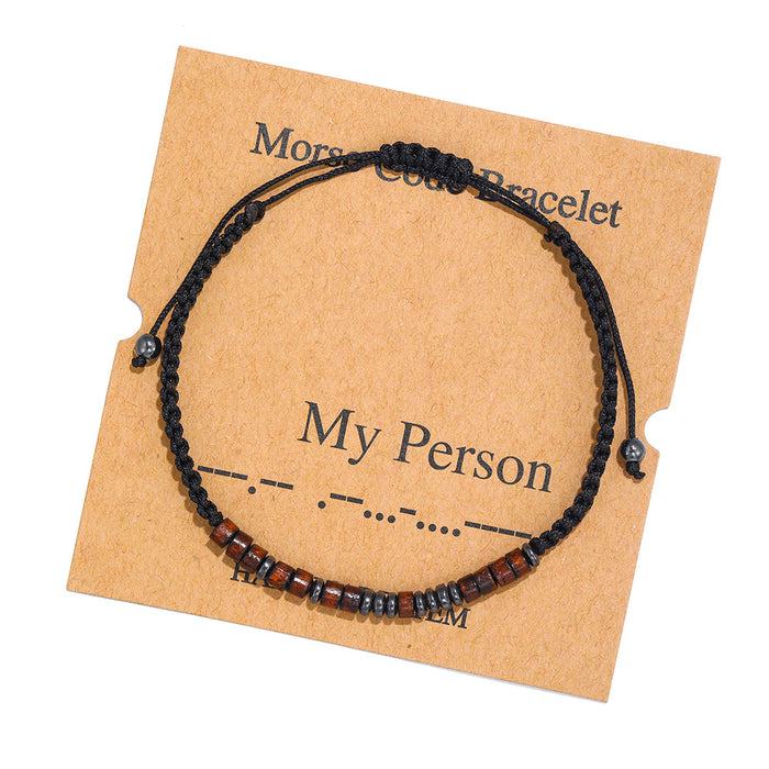 Wholesale Morse Code Crystal Couple Bracelet JDC-BT-ZhuJ003