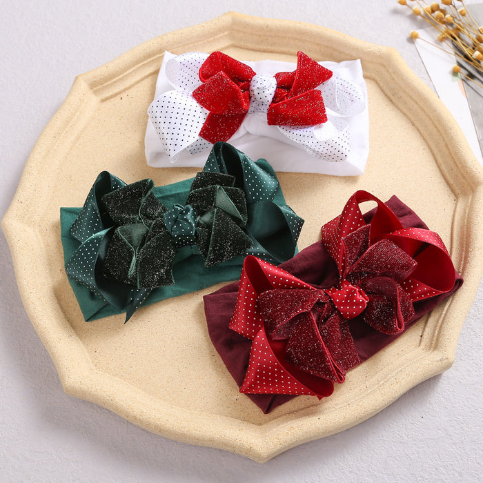 Wholesale Headband Cloth Kids Nylon Baby Headband Dot Webbing Bow JDC-HD-QYB001