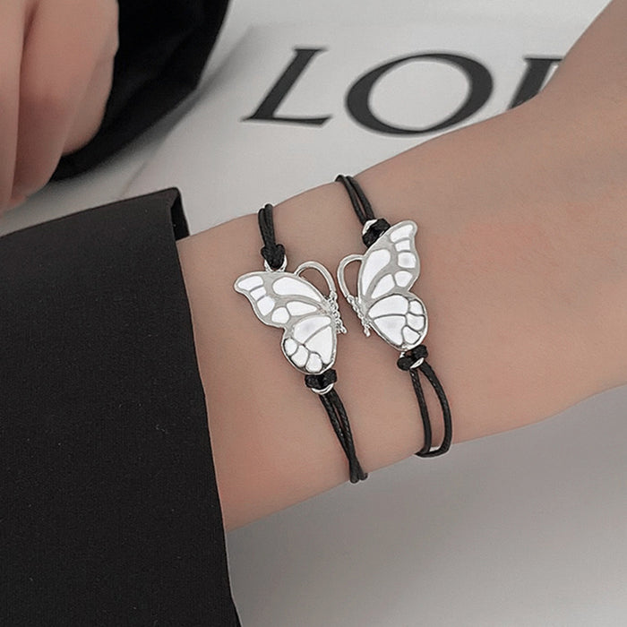 Wholesale Bracelet Alloy Wax Rope Woven Butterfly Pair JDC-BT-D312