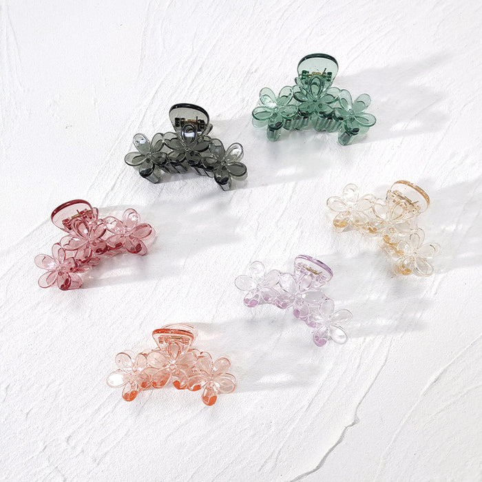 Wholesale Transparent Plastic Flower Hair Clip Candy Color MOQ≥3 JDC-HC-WEND002