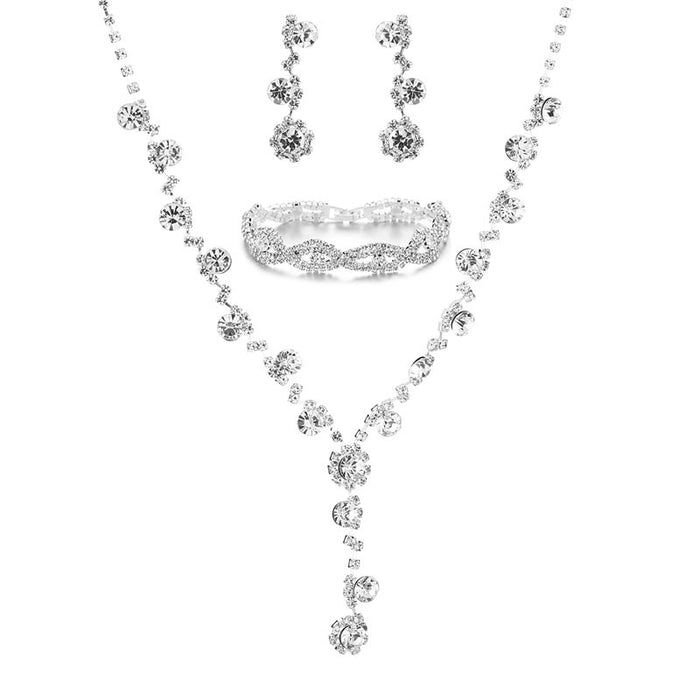 Jewelry WholesaleWholesale Dinner Party Sparkling Encrusted Full Diamonds Women's Wedding Necklace Set JDC-NE-Yaqian002 Necklaces 雅茜 %variant_option1% %variant_option2% %variant_option3%  Factory Price JoyasDeChina Joyas De China