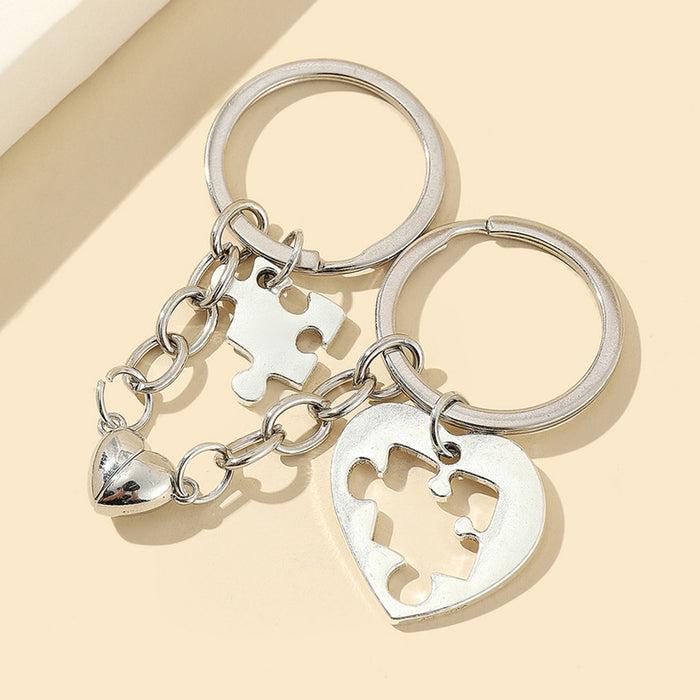 Wholesale Patchwork Map Couple Alloy Love Keychain JDC-KC-WuoD033