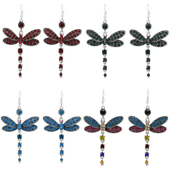 Wholesale Full Diamond Dragonfly Alloy Earrings MOQ≥2 JDC-ES-Kaiwei005