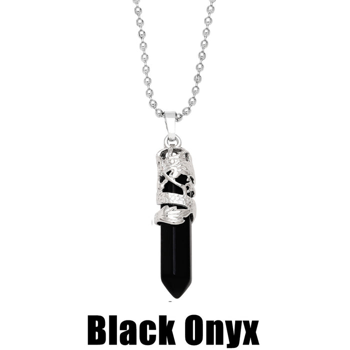 Wholesale Necklace Crystal Onyx Single Point Hexagonal Column MOQ≥2 JDC-NE-PREMAS019