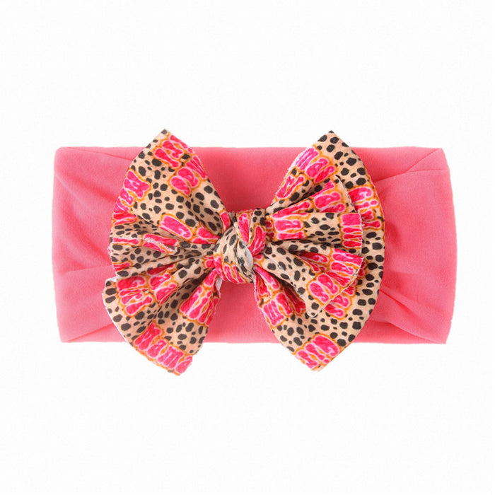 Wholesale baby nylon printed double bow Bandana sweatband JDC-HD-ML031