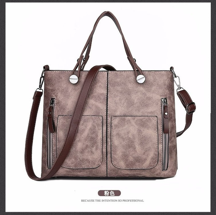 Wholesale Shoulder Bag PU Double Pocket Oil Leather Portable Diagonal Bag JDC-SD-Niou006