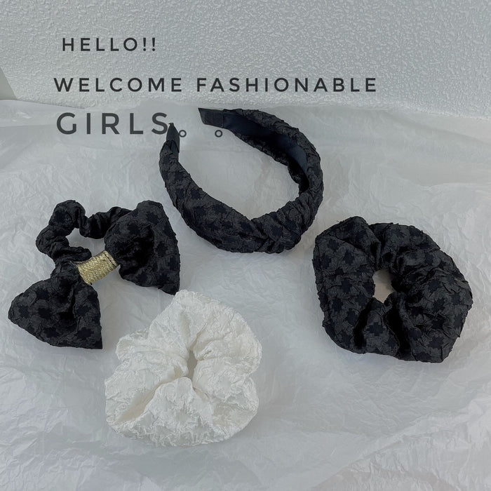 Wholesale diamond headband hair ring black and white bow large intestine ring fabric (F) JDC-HD-Lyuan002