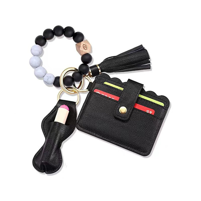 Wholesale Card Holder Tassel Bracelet Silicone Keychain JDC-KC-BaS001