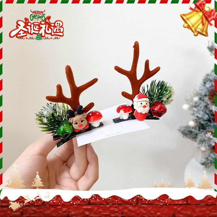 Wholesale Hair Clips Resin Fabric Plush Elk Antlers Child Cartoon Cute Christmas JDC-HC-WangFeng008