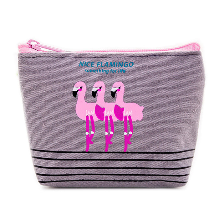 Wholesale Cartoon Flamingo Canvas Coin Purse MOQ≥3 JDC-WT-Xiaom001