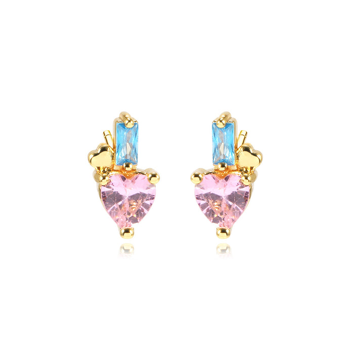 Wholesale Earrings Copper Creative Color Zirconia Stud Earrings MOQ≥2 JDC-ES-FoXi002