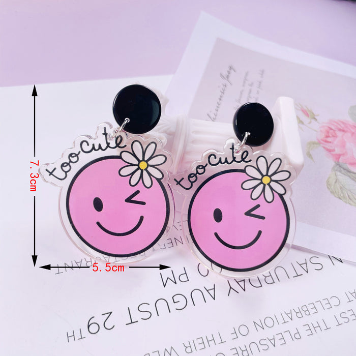 Wholesale acrylic fun graffiti transparent acrylic flower earrings MOQ≥2 JDC-ES-jiayi007