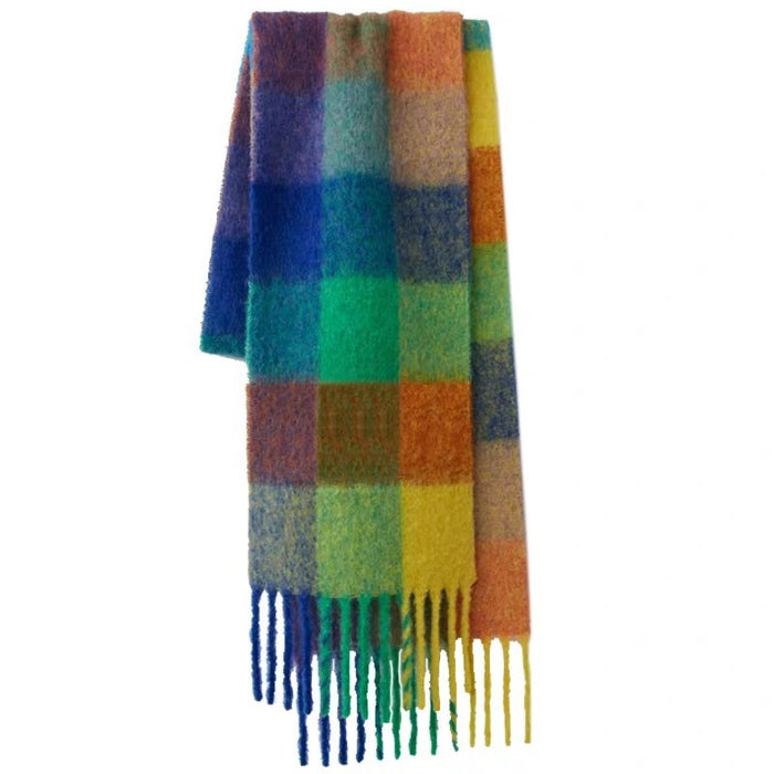 Wholesale Scarf Imitation Cashmere Winter Warmth Thickening Shawl Plaid Tassels JDC-SF-Zhenl008