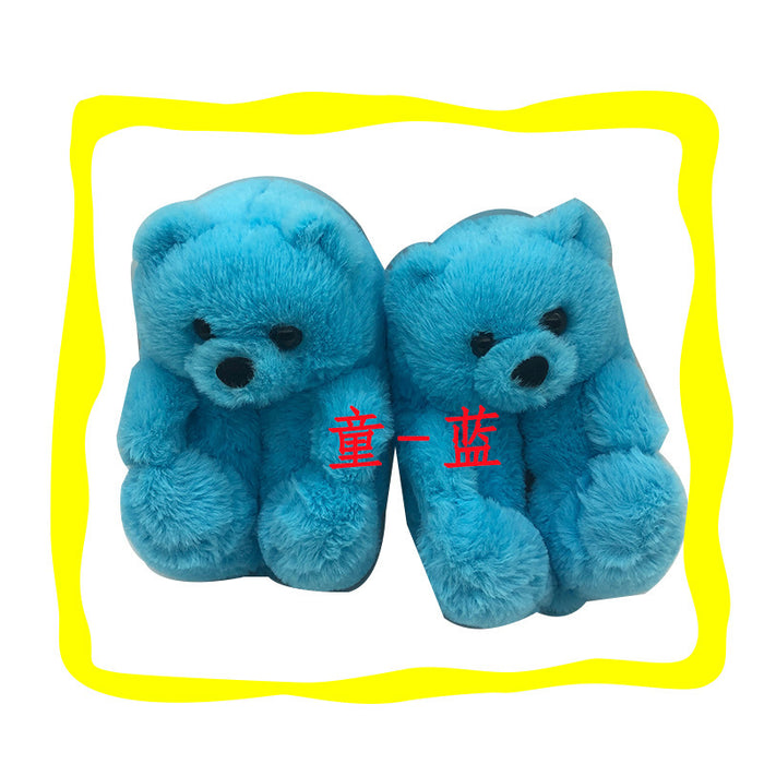 Wholesale teddy bear slippers children's teddy bear home slippers JDC-SP-BDL001