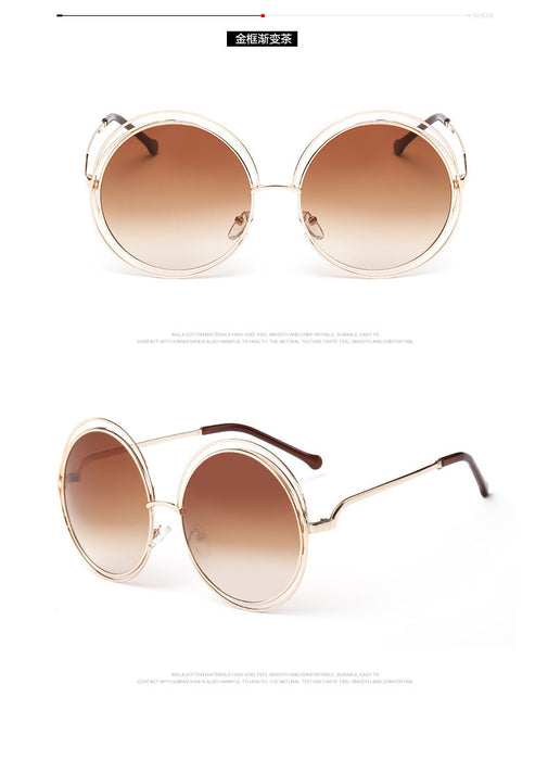 Wholesale wild fox large frame sunglasses round frame real film flat mirror JDC-SG-JunL001