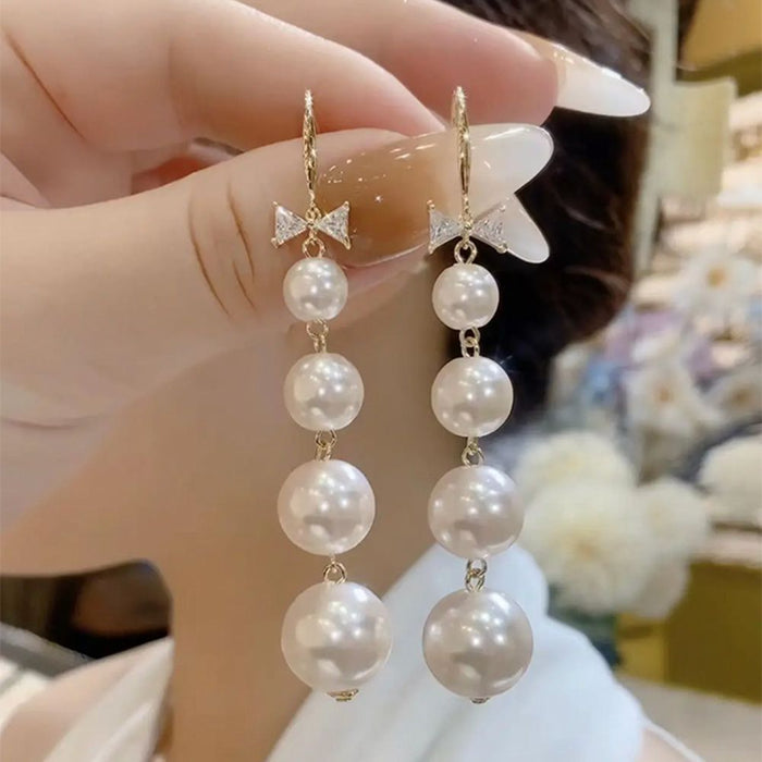 Wholesale Earrings Pearl Long Tassel Drop Earrings MOQ≥2 JDC-ES-FanMeng002