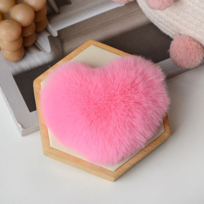 Wholesale Hair Clips Faux Rex Rabbit Fur Plush Cute Peach Heart MOQ≥2 JDC-HC-YEYE001