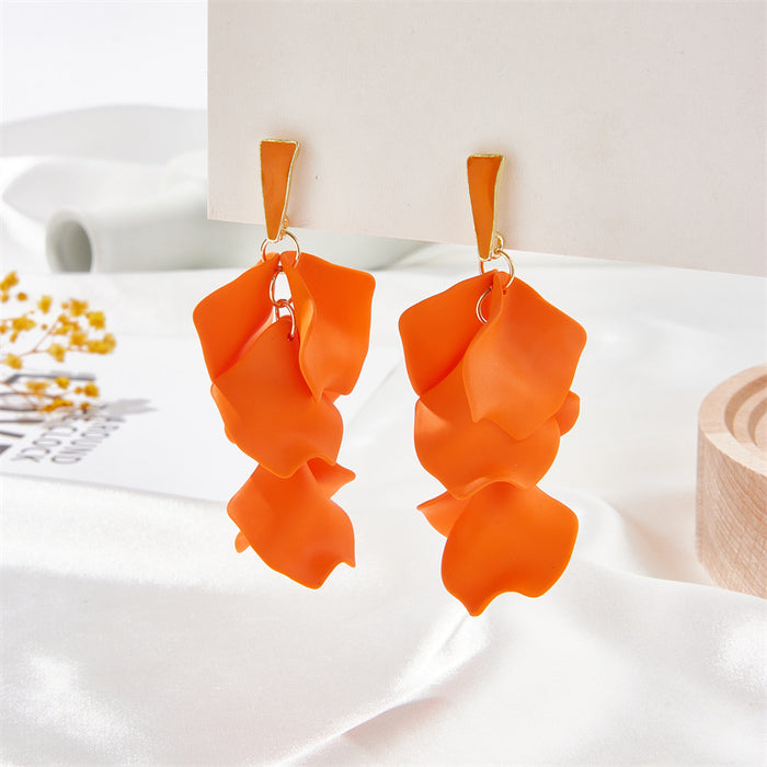 Wholesale 925 Silver Needle Candy Color Petal Acrylic Earrings MOQ≥2 JDC-ES-Jufa003