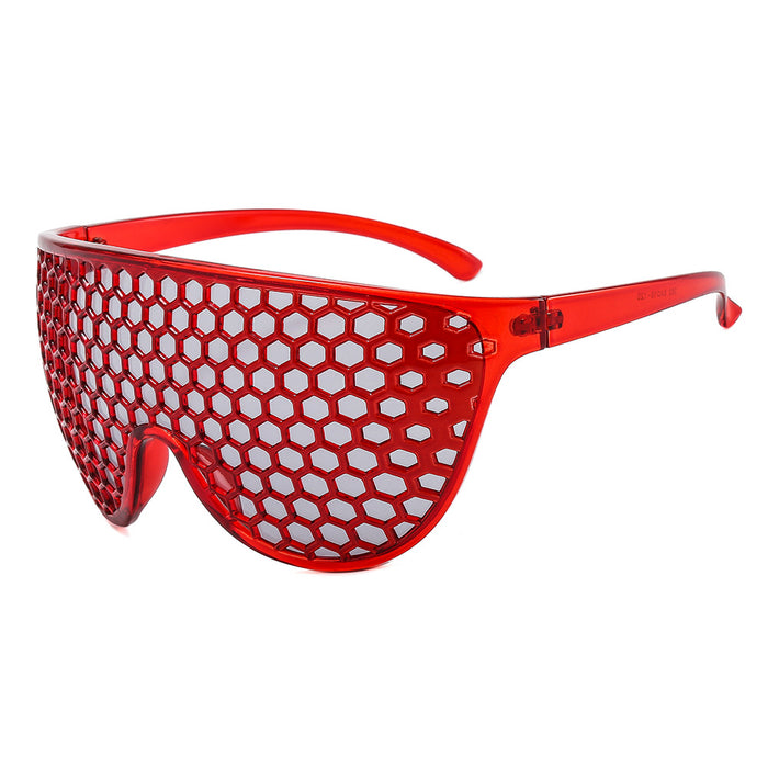 Wholesale hollow large frame one-piece sunglasses with modern style JDC-SG-FeiW006