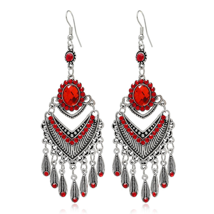 Jewelry WholesaleWholesale Ethnic Feng Rhinestone Tassel Metal Earrings JDC-ES-LY016 Earrings 乐钰 %variant_option1% %variant_option2% %variant_option3%  Factory Price JoyasDeChina Joyas De China