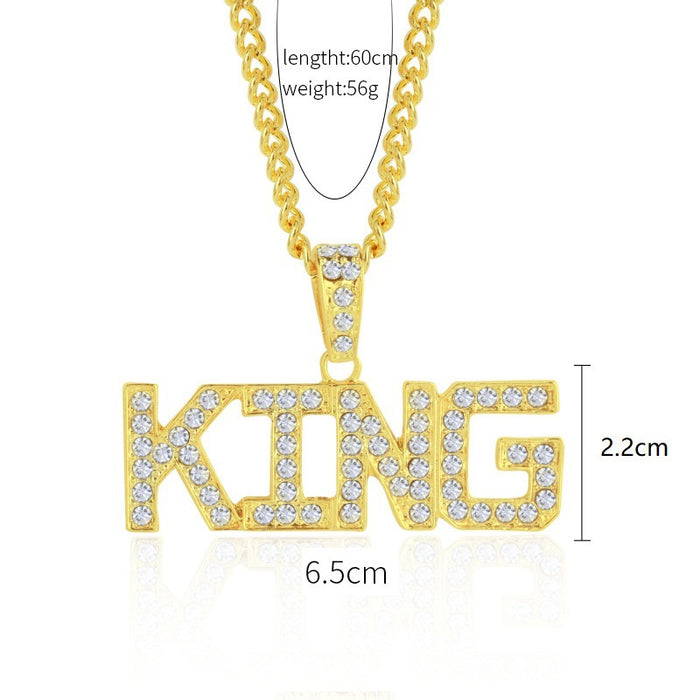 Wholesale Necklaces Alloy Rhinestone Punk Hip Hop Alphabet Men JDC-NE-ManY012