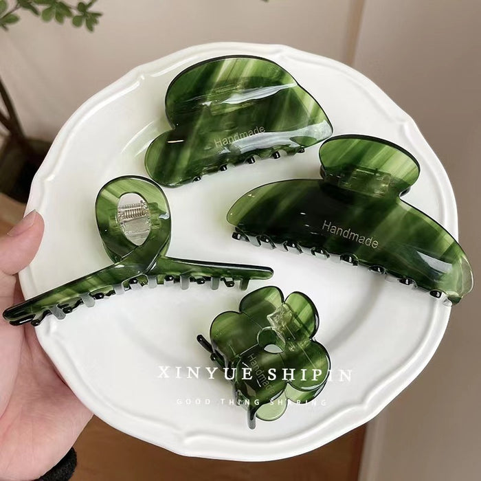 Wholesale hairpin acrylic French retro dark green JDC-HC-QZ004