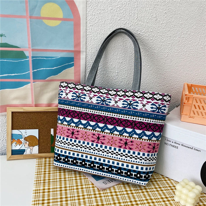 Wholesale Handbag Canvas Printed Shoulder Tote Bag MOQ≥2 JDC-HB-Weis002