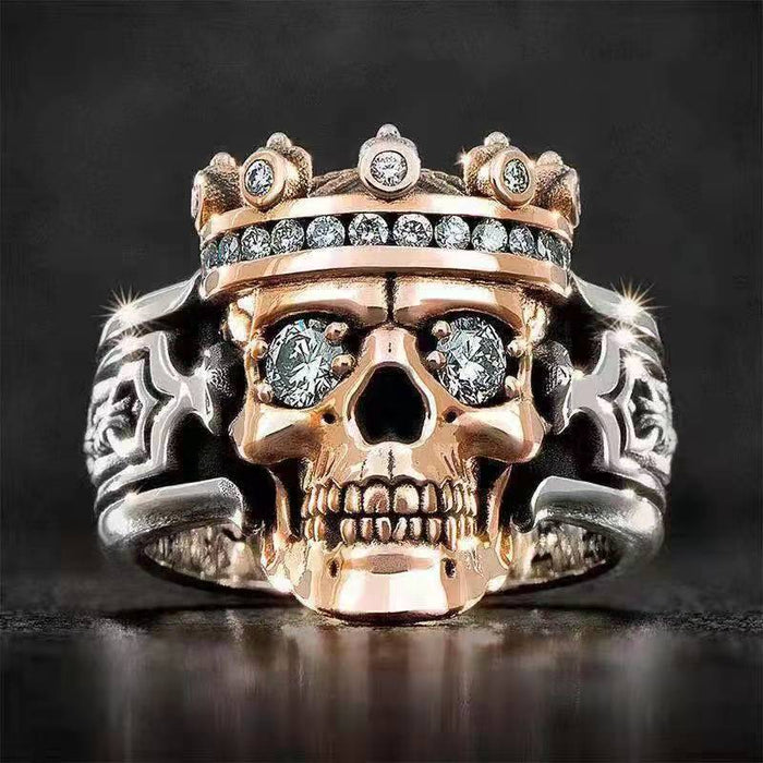 Wholesale Alloy Personalized Crown Skull temperament Men's Ring MOQ≥2 JDC-RS-Xizai006