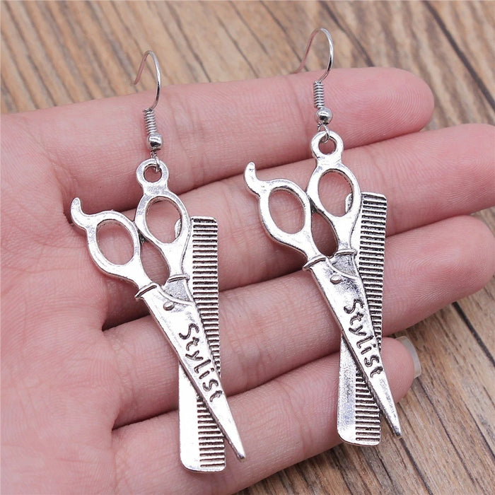 Wholesale Stylist Scissor Alloy Earrings MOQ≥2 JDC-ES-Caitao008