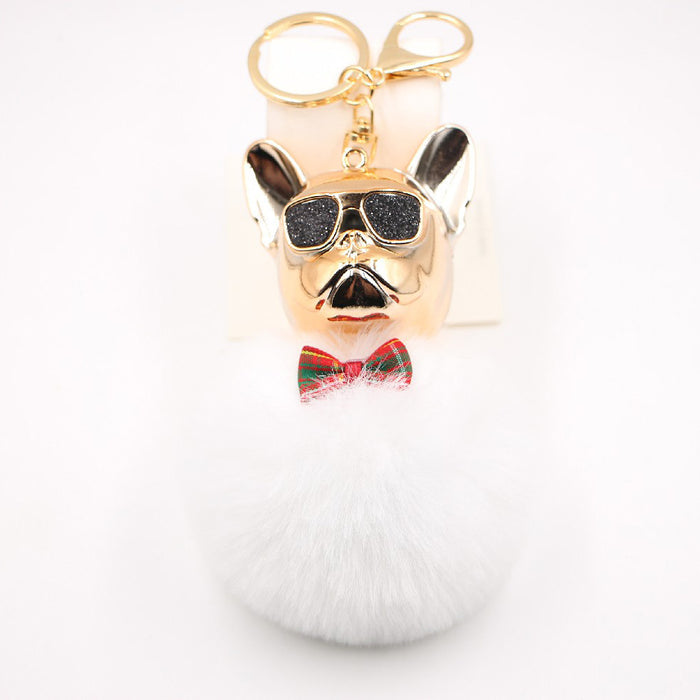 Jewelry WholesaleWholesale French Bulldog Alloy Faux Hair PVC Hairball Pom Pom  Keychain JDC-KC-Zuge017 Keychains 祖格 %variant_option1% %variant_option2% %variant_option3%  Factory Price JoyasDeChina Joyas De China