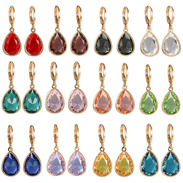 Wholesale Crystal Copper Rare Earth Glass Water Drop Earrings MOQ≥2 JDC-ES-Yongz003