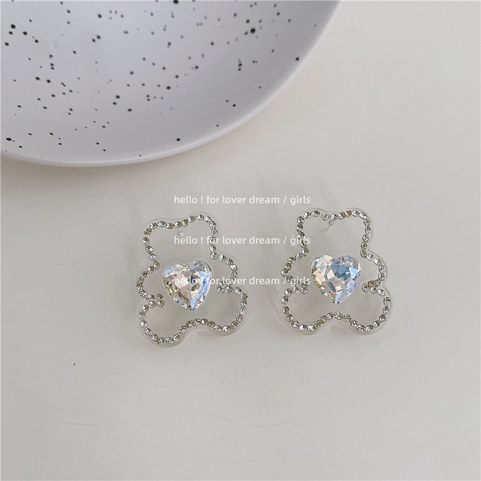 Wholesale Acrylic Acetate Earrings Love Rhinestones MOQ≥2 JDC-ES-Lfm008