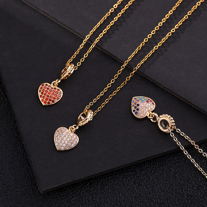 Jewelry WholesaleWholesale Micro Set Colored Zircon Geometric Pendant Heart Necklace JDC-NE-ShangY005 Necklaces 尚易 %variant_option1% %variant_option2% %variant_option3%  Factory Price JoyasDeChina Joyas De China