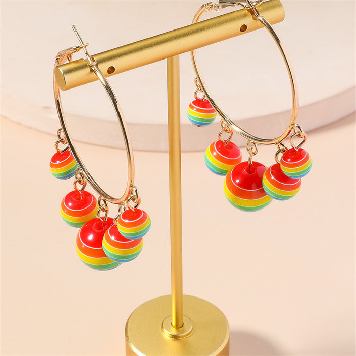 Wholesale Acrylic Color Beaded Earrings MOQ≥2 JDC-ES-GANL022